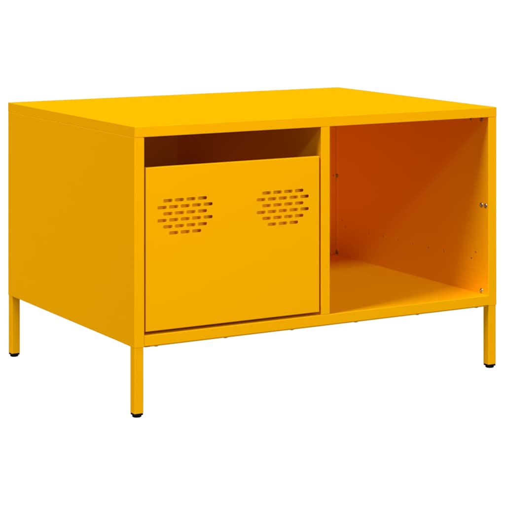 Tavolino Giallo Senape 68,5x50x43,5cm Acciaio Laminato a Freddo | homemem39