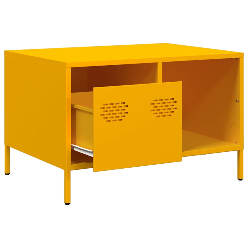 Tavolino Giallo Senape 68,5x50x43,5cm Acciaio Laminato a Freddo | homemem39