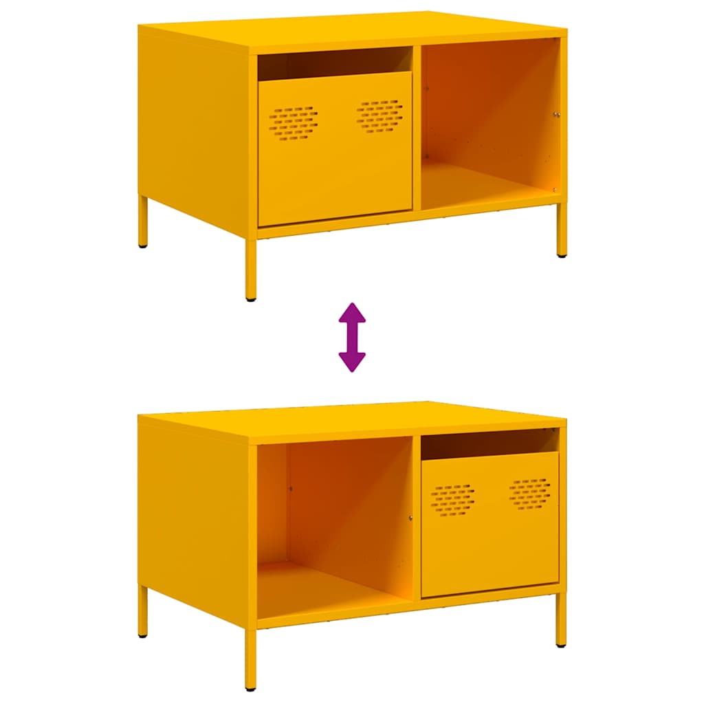 Tavolino Giallo Senape 68,5x50x43,5cm Acciaio Laminato a Freddo | homemem39