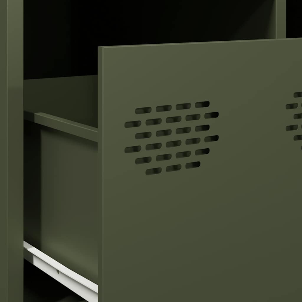 Tavolino Verde Oliva 68,5x50x43,5 cm Acciaio Laminato a Freddo