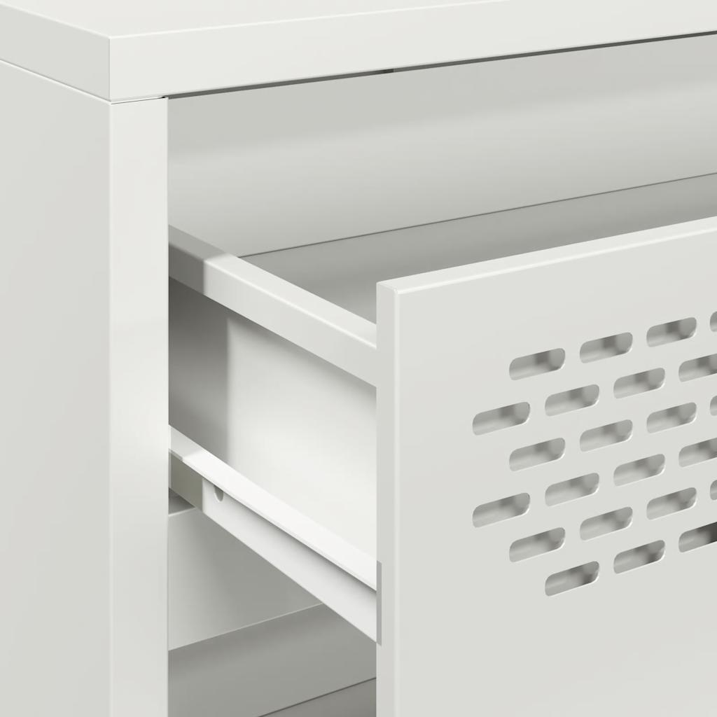 Credenza Bianca 68x39x73,5 cm in Acciaio Laminato a Freddo - homemem39