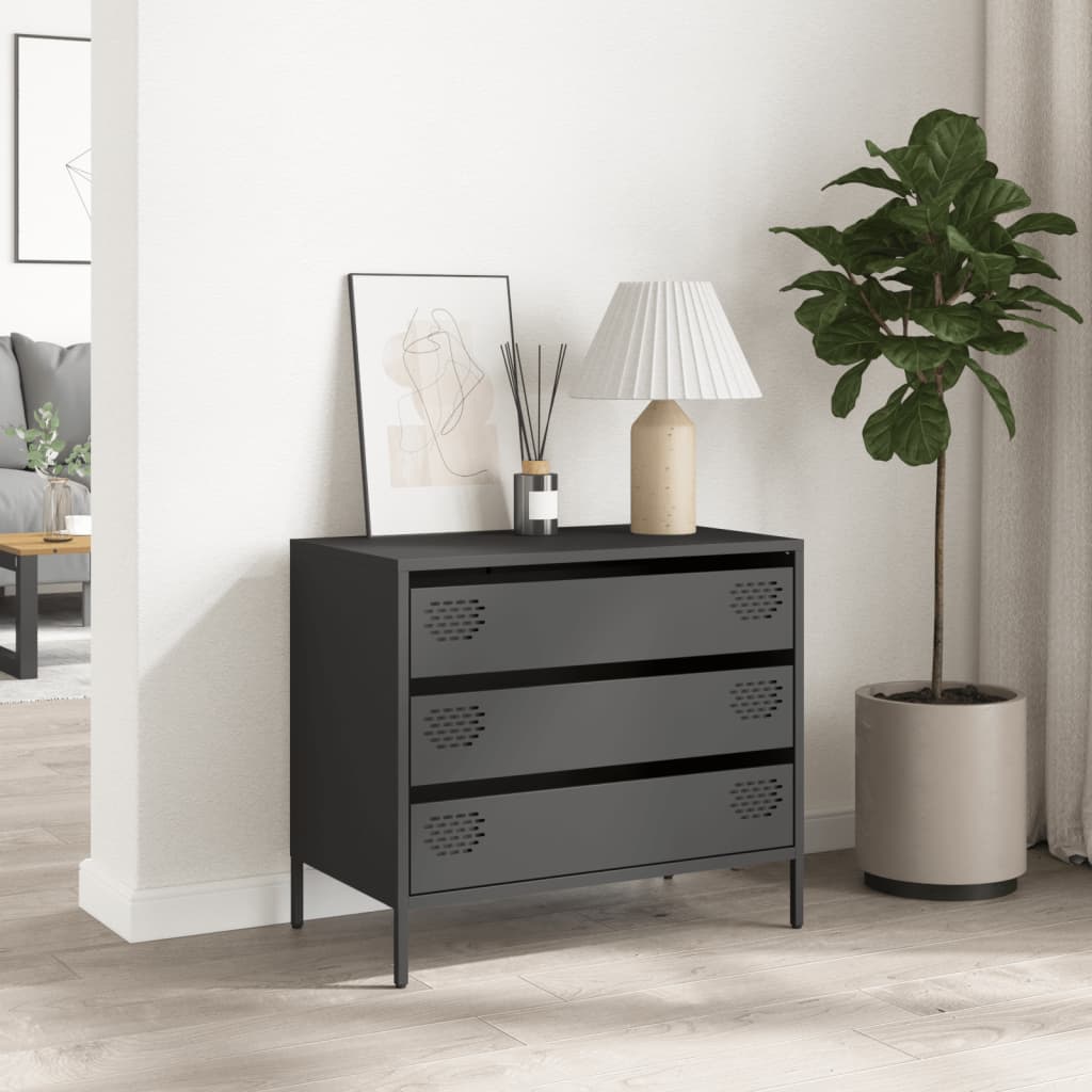 Credenza Nera 68x39x58,5 cm in Acciaio Laminato a Freddo - homemem39