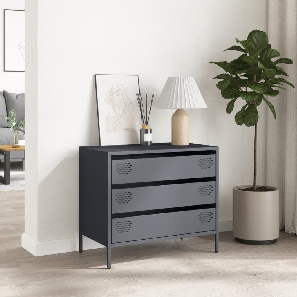 Credenza Antracite 68x39x58,5 cm in Acciaio Laminato a Freddo - homemem39
