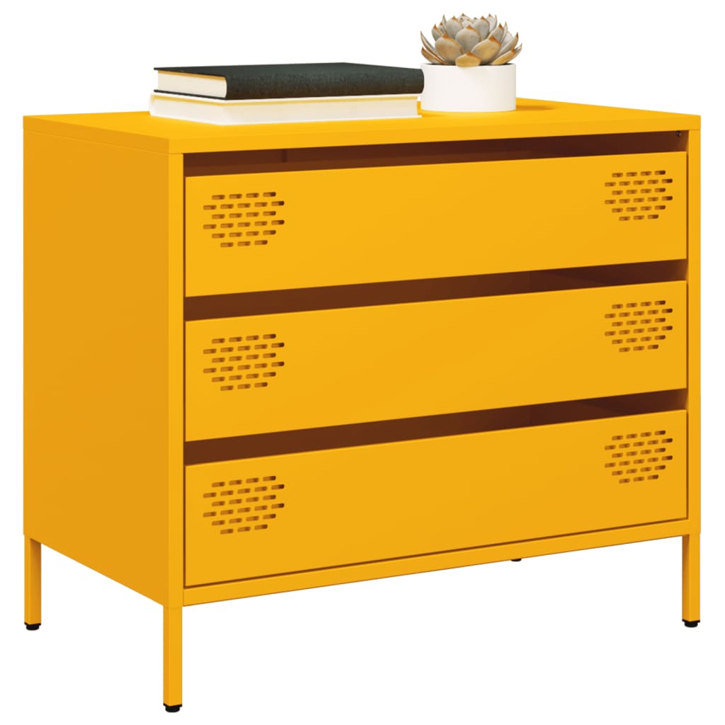 Credenza Giallo Senape 68x39x58,5 cm Acciaio Laminato a Freddo - homemem39