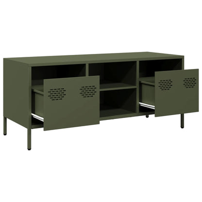 Mobile TV Verde Oliva 101,5x39x43,5cm Acciaio Laminato a Freddo | homemem39