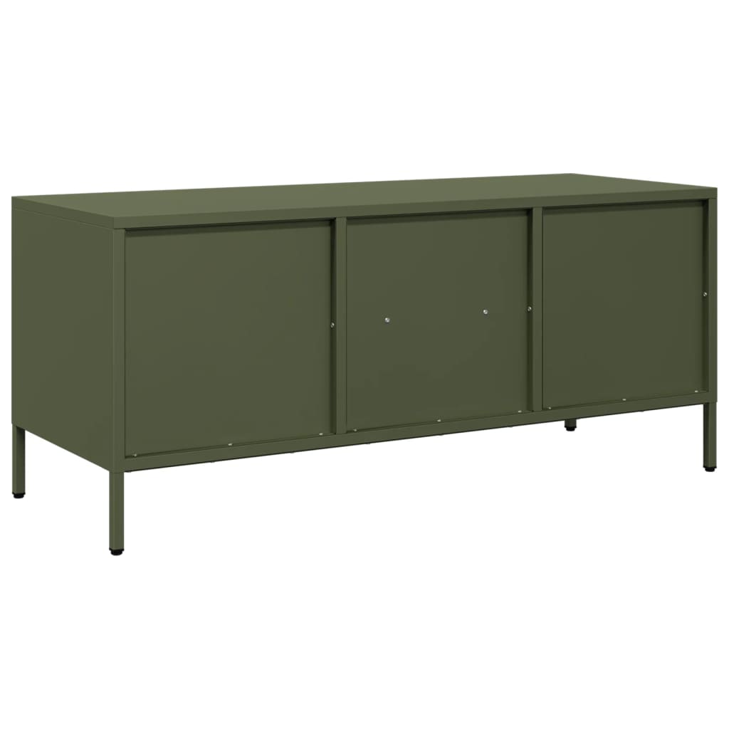 Mobile TV Verde Oliva 101,5x39x43,5cm Acciaio Laminato a Freddo | homemem39