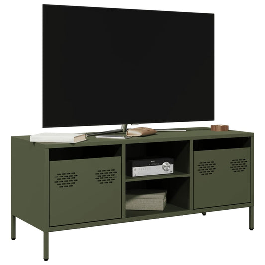 Mobile TV Verde Oliva 101,5x39x43,5cm Acciaio Laminato a Freddo | homemem39