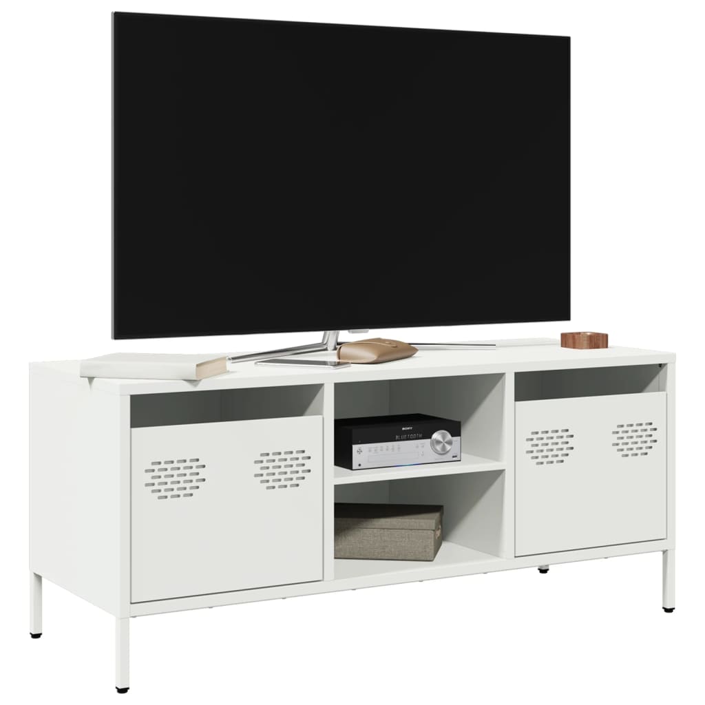 Mobile TV Bianco 101,5x39x43,5 cm in Acciaio Laminato a Freddo - homemem39