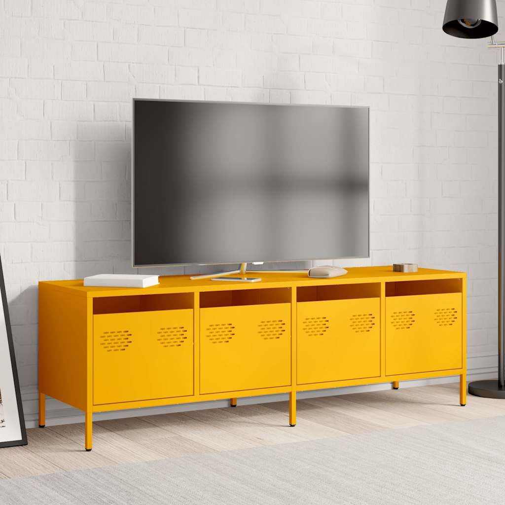 Mobile TV Giallo Senape 135x39x43,5 cm in Acciaio - homemem39