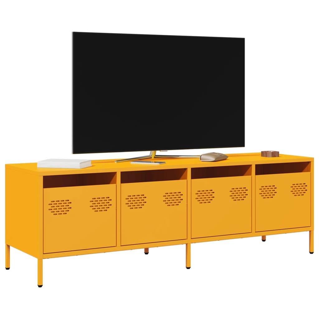 Mobile TV Giallo Senape 135x39x43,5 cm in Acciaio - homemem39