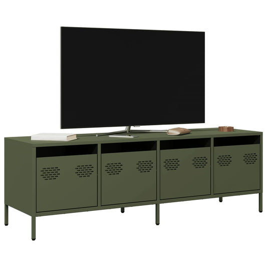 Mobile TV Verde Oliva 135x39x43,5cm Acciaio Laminato a Freddo - homemem39