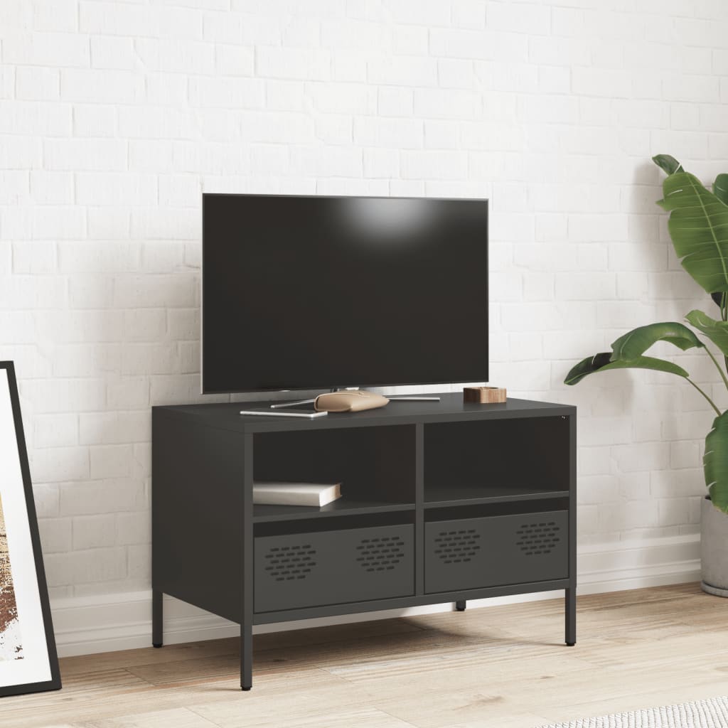 Mobile TV Nero 68x39x43,5cm in Acciaio Laminato a Freddo - homemem39