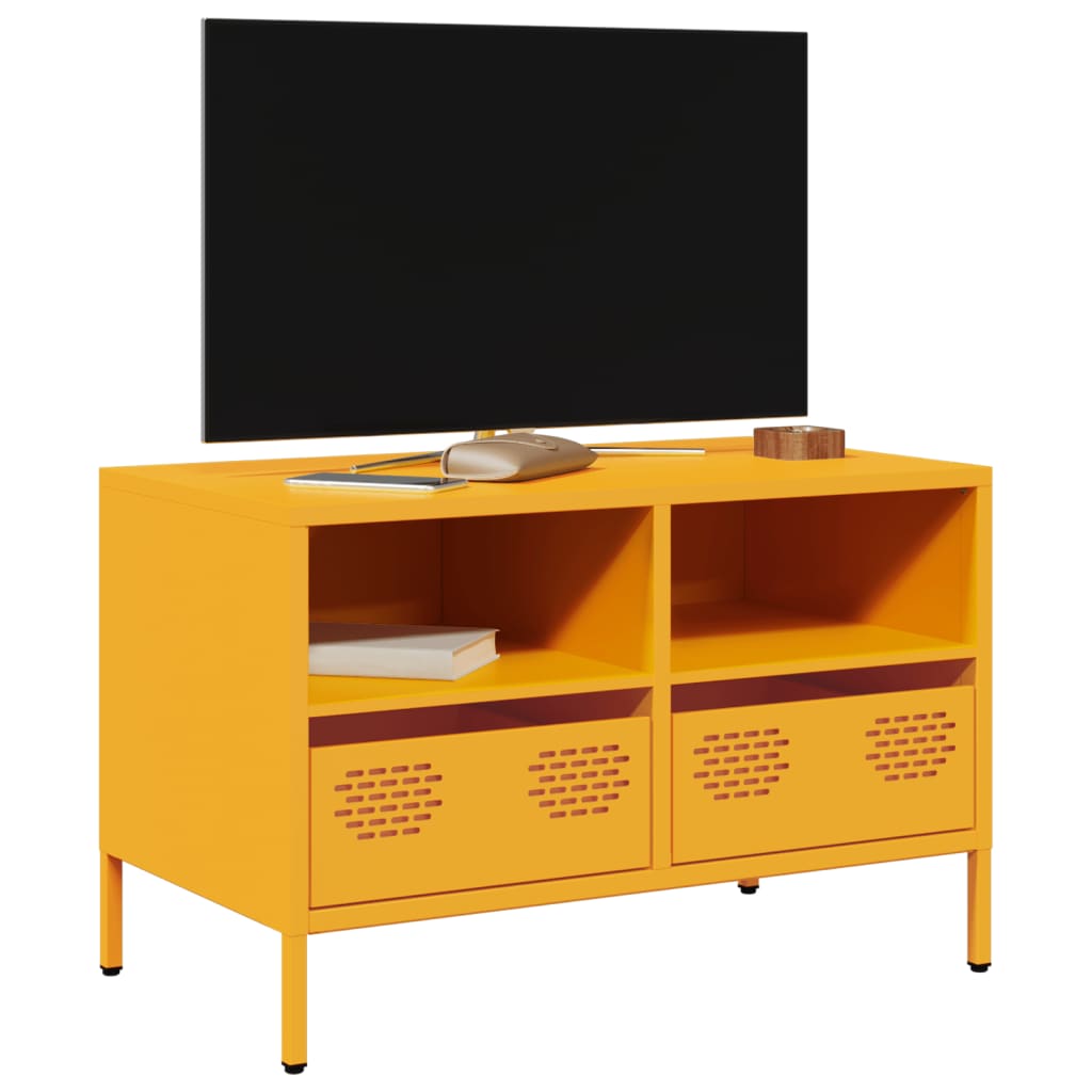 Mobile TV Giallo Senape 68x39x43,5cm Acciaio Laminato a Freddo - homemem39