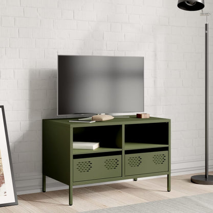 Mobile TV Verde Oliva 68x39x43,5cm in Acciaio Laminato a Freddo - homemem39