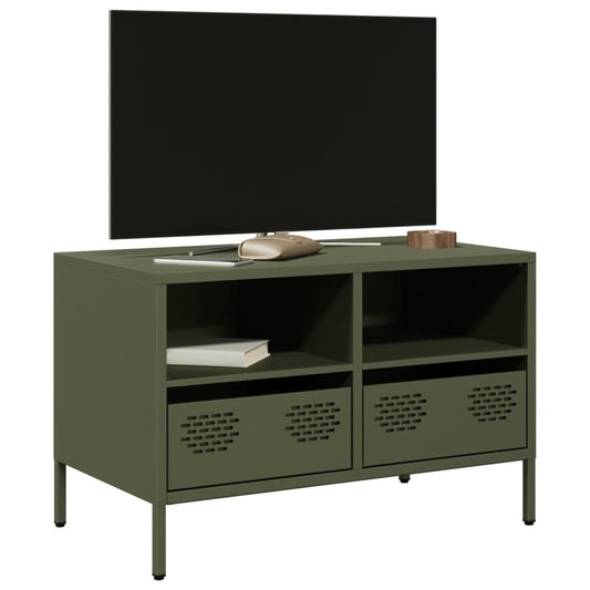 Mobile TV Verde Oliva 68x39x43,5cm in Acciaio Laminato a Freddo - homemem39