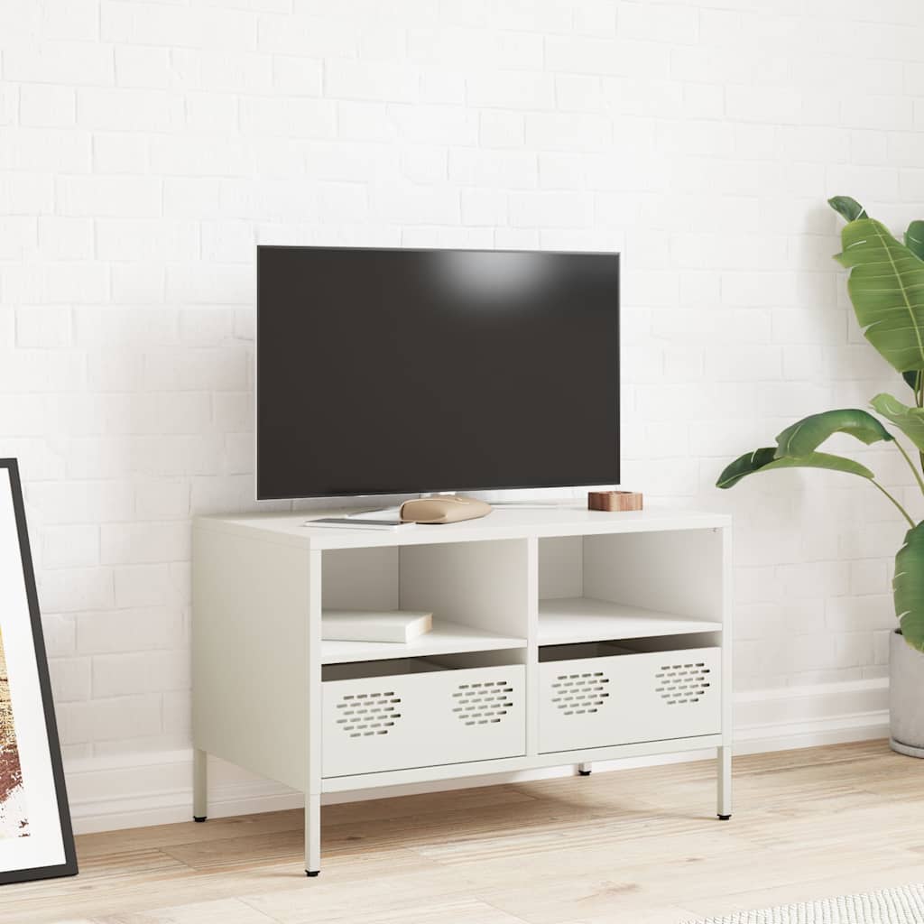 Mobile TV Bianco 68x39x43,5 cm in Acciaio Laminato a Freddo - homemem39