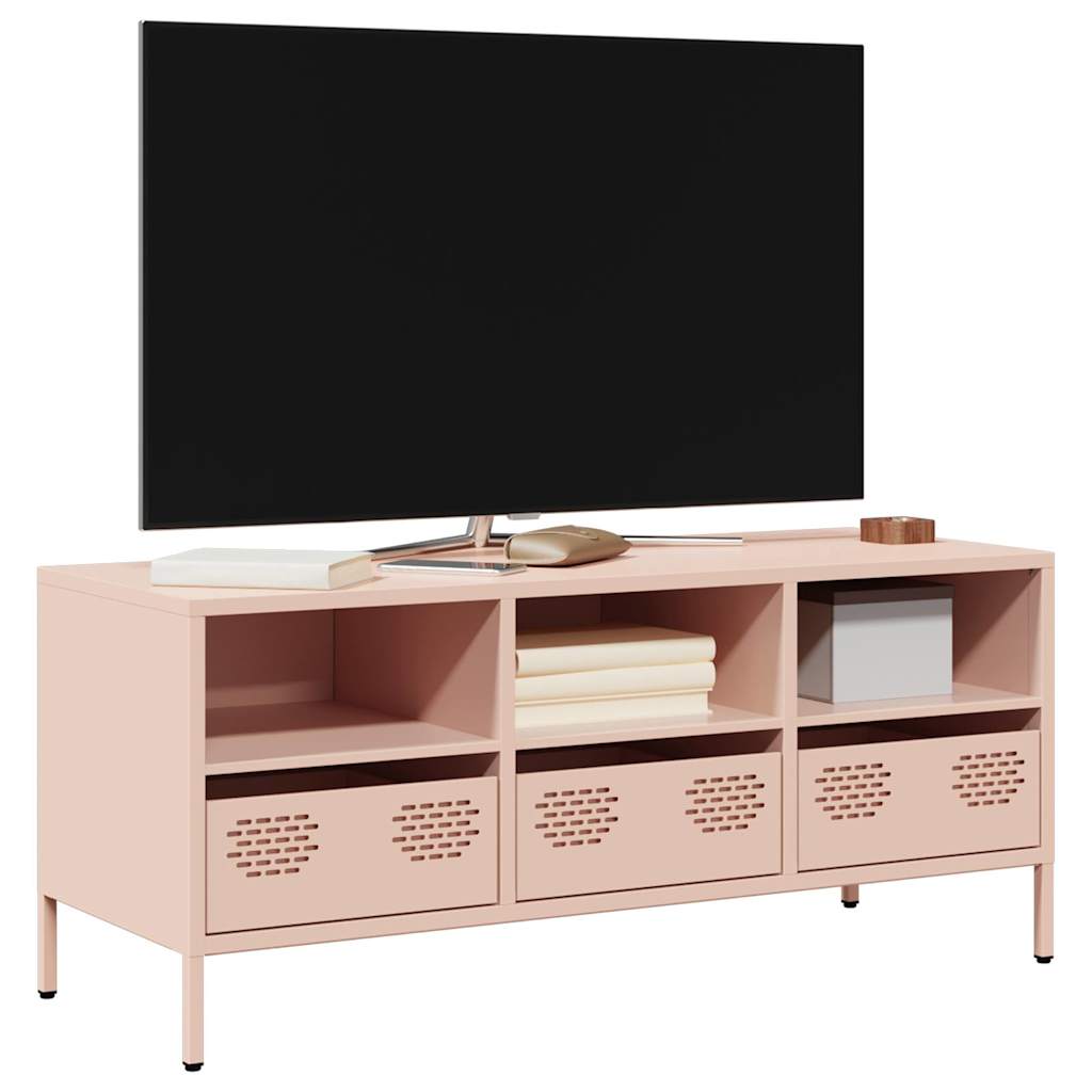 Mobile TV Rosa 101,5x39x43,5 cm in Acciaio Laminato a Freddo - homemem39