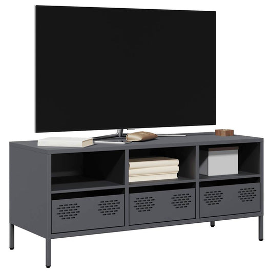Mobile TV Antracite 101,5x39x43,5 cm Acciaio Laminato a Freddo
