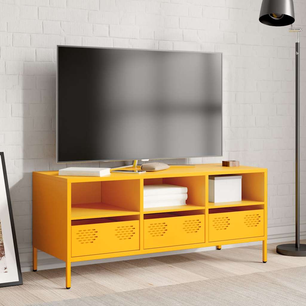 Mobile TV Giallo Senape 101,5x39x43,5 cm in Acciaio - homemem39