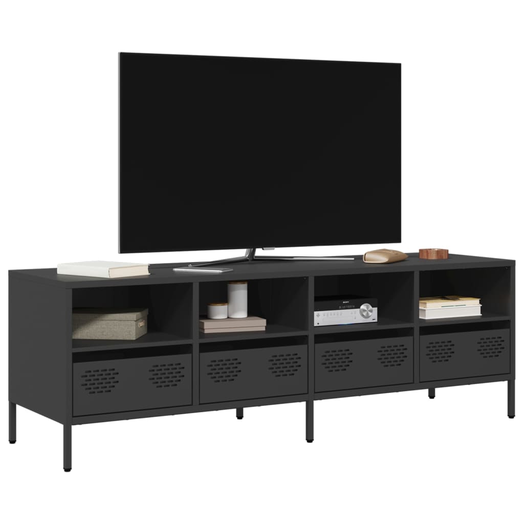 Mobile TV Nero 135x39x43,5 cm in Acciaio Laminato a Freddo - homemem39