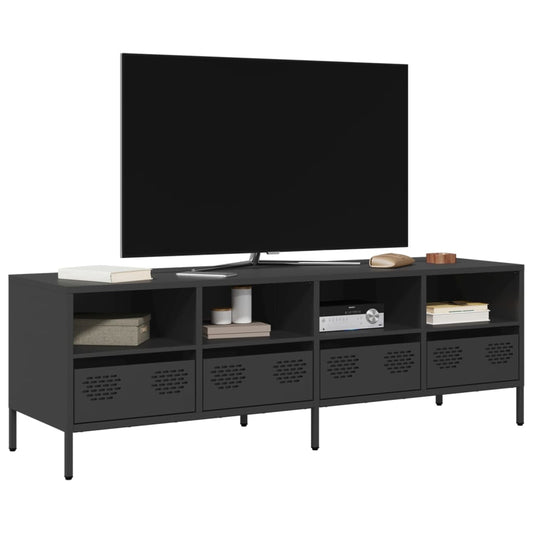 Mobile TV Nero 135x39x43,5 cm in Acciaio Laminato a Freddo - homemem39