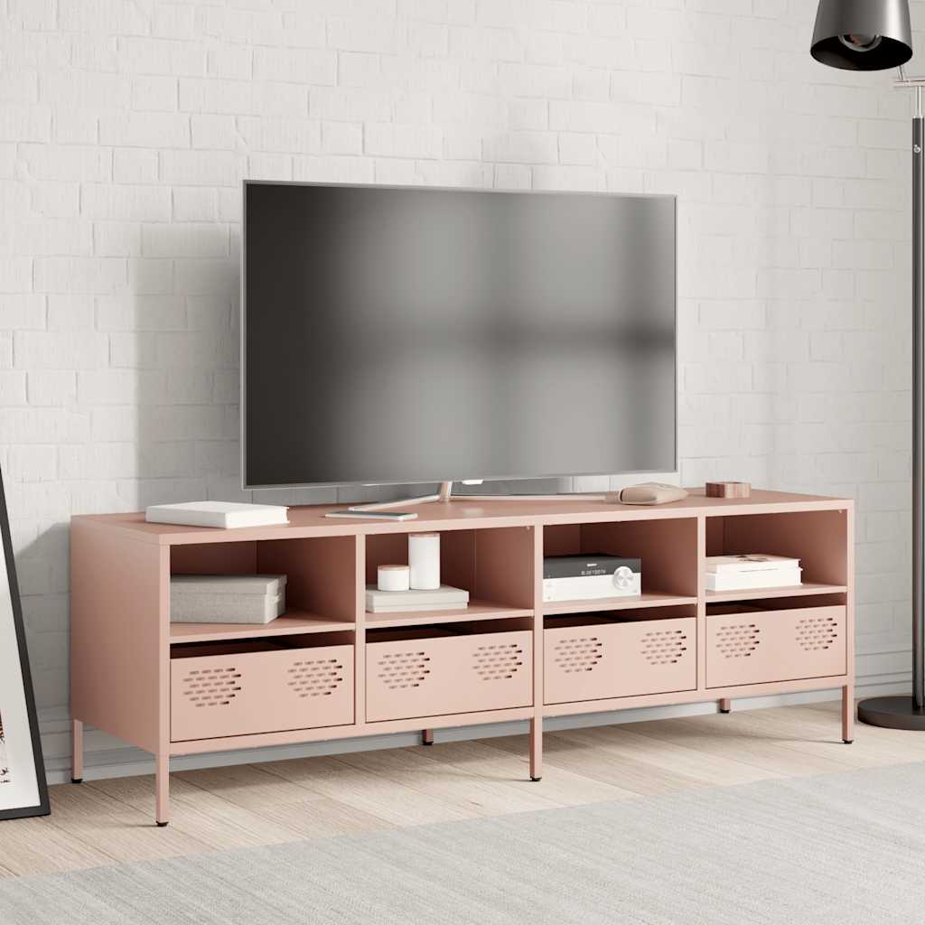 Mobile TV Rosa 135x39x43,5 cm in Acciaio Laminato a Freddo - homemem39