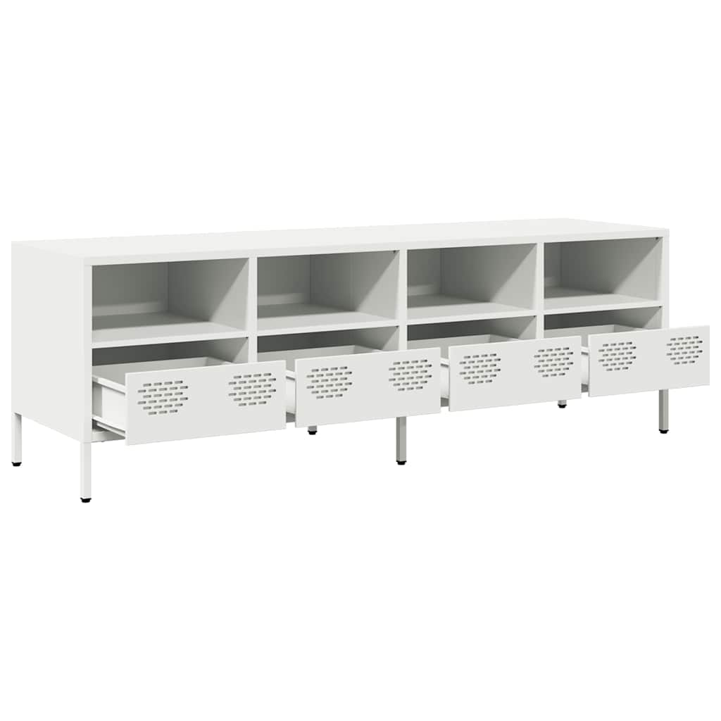 Mobile TV Bianco 135x39x43,5 cm in Acciaio Laminato a Freddo - homemem39