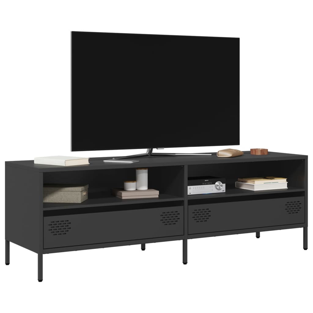 Mobile TV Nero 135x39x43,5 cm in Acciaio Laminato a Freddo - homemem39