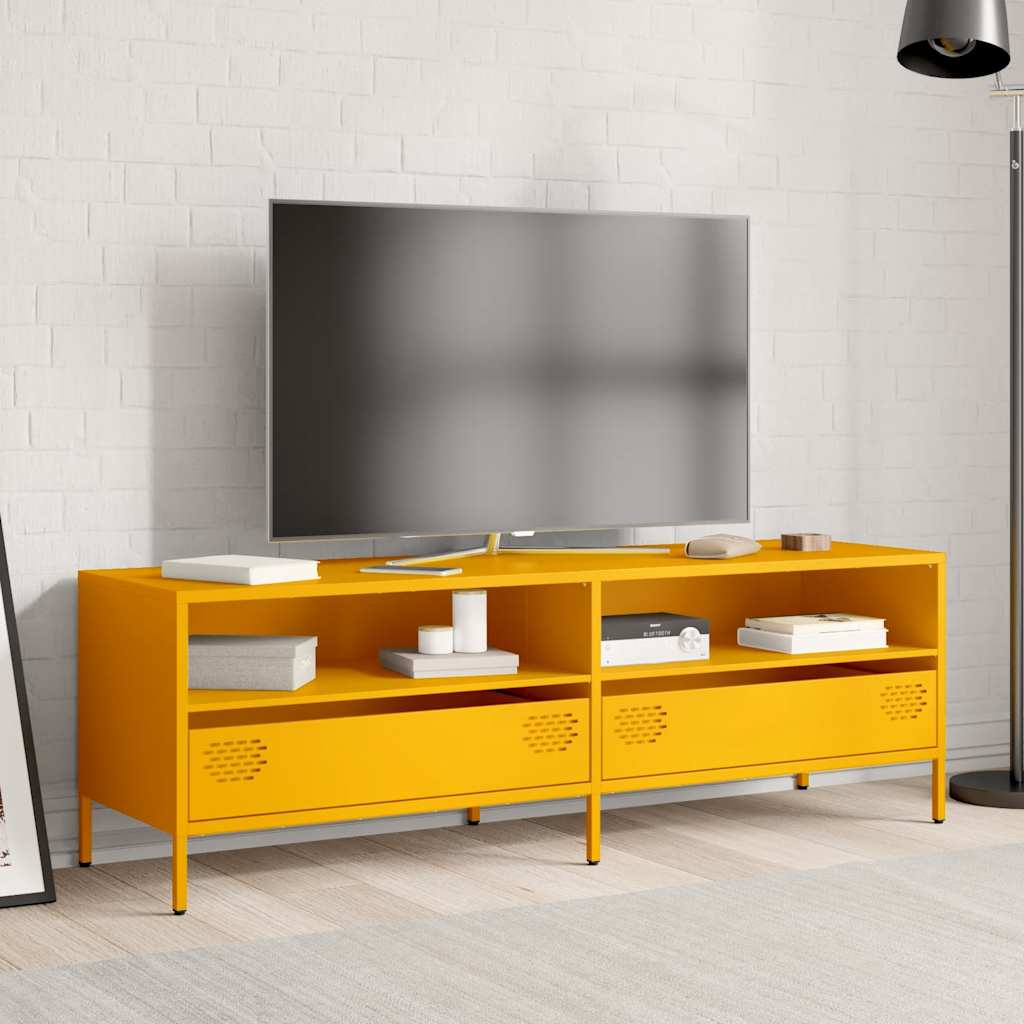 Mobile TV Giallo Senape 135x39x43,5 cm in Acciaio - homemem39