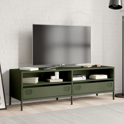Mobile TV Verde Oliva 135x39x43,5cm Acciaio Laminato a Freddo - homemem39