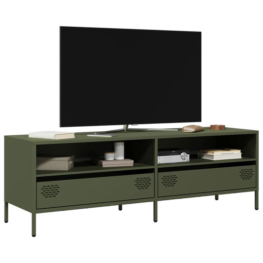 Mobile TV Verde Oliva 135x39x43,5cm Acciaio Laminato a Freddo - homemem39