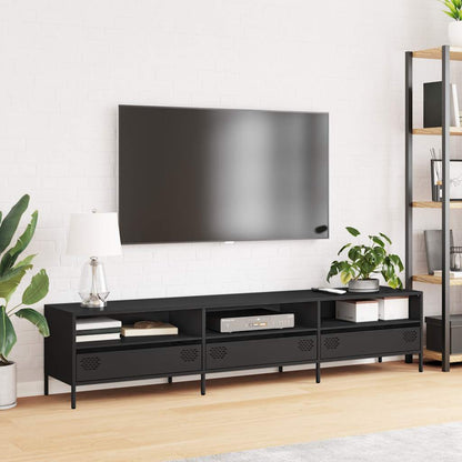 Mobile TV Nero 202x39x43,5 cm in Acciaio Laminato a Freddo - homemem39