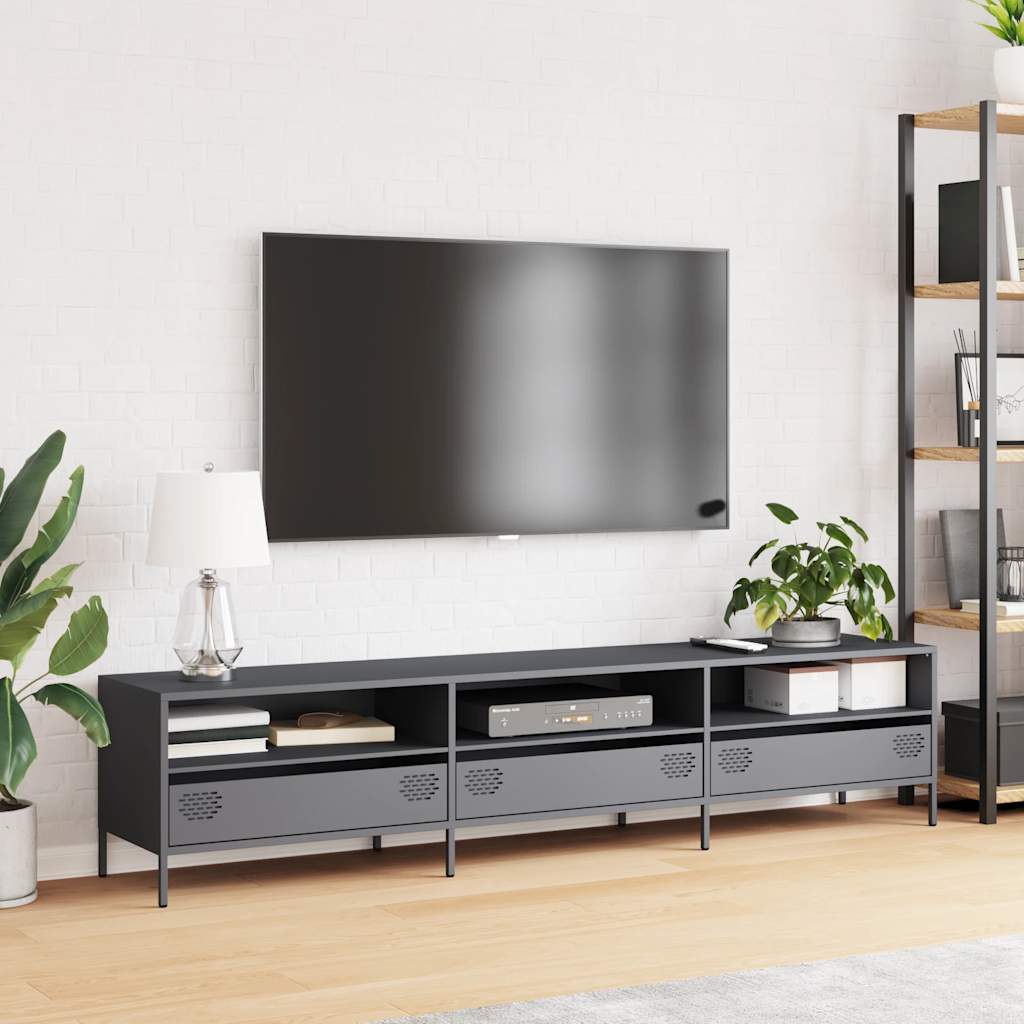 Mobile TV Antracite 202x39x43,5 cm Acciaio Laminato a Freddo - homemem39
