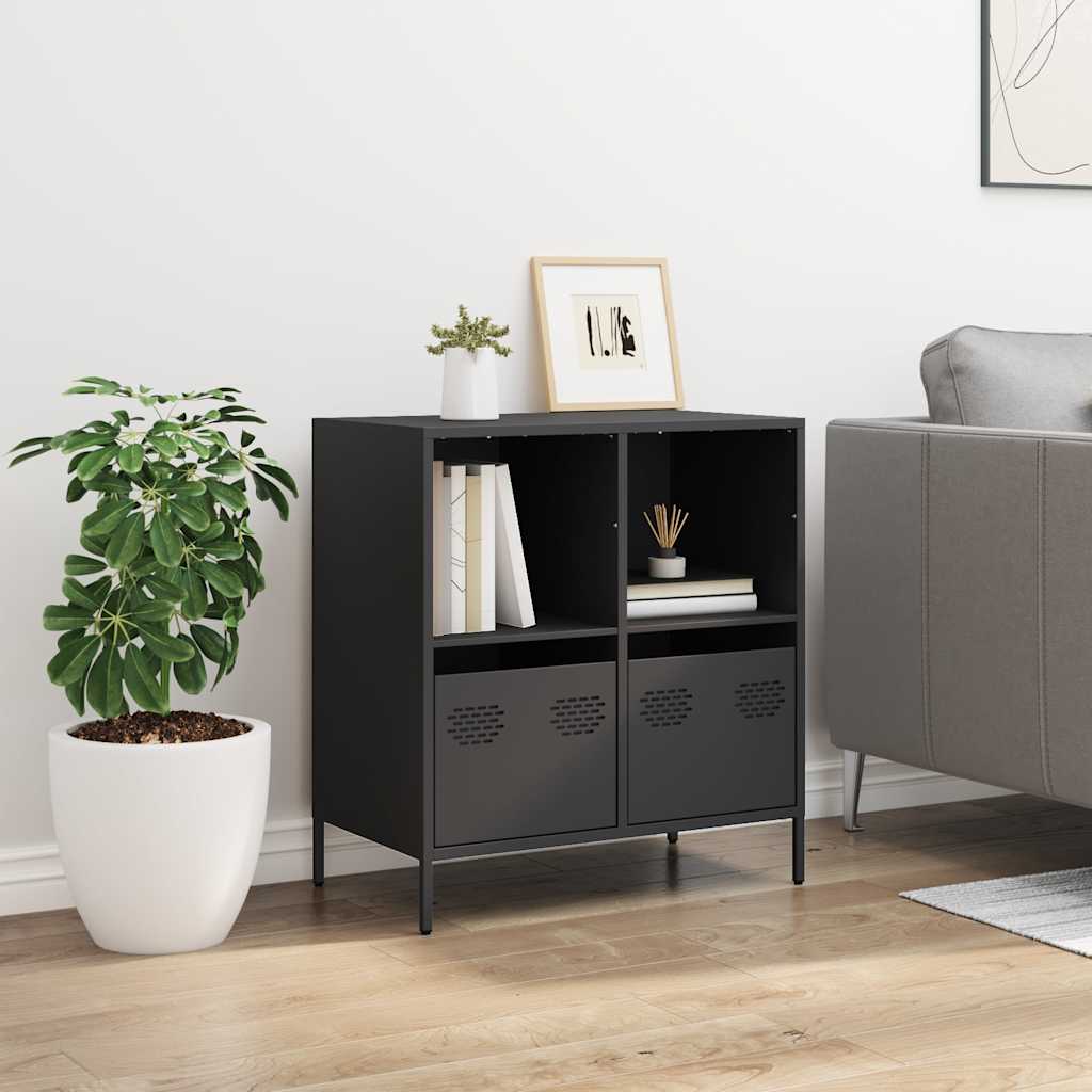 Credenza Nera 68x39x73,5 cm in Acciaio Laminato a Freddo - homemem39