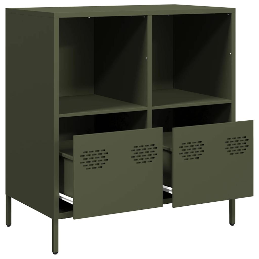 Credenza Verde Oliva 68x39x73,5 cm in Acciaio Laminato a Freddo - homemem39
