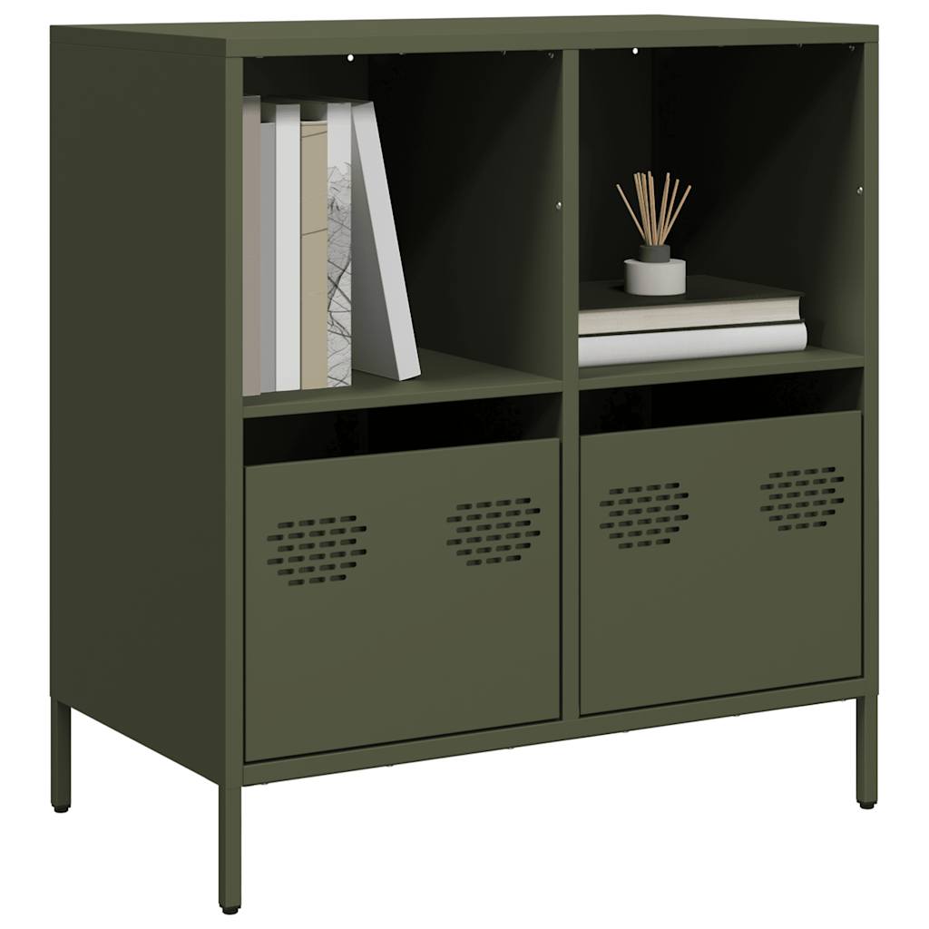 Credenza Verde Oliva 68x39x73,5 cm in Acciaio Laminato a Freddo - homemem39