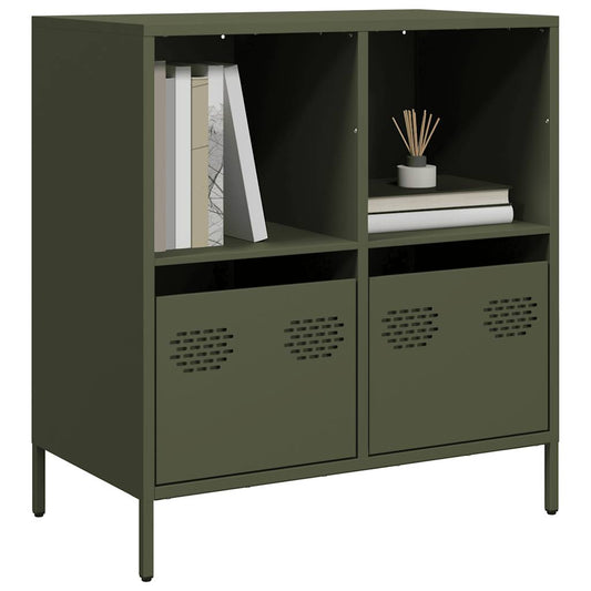 Credenza Verde Oliva 68x39x73,5 cm in Acciaio Laminato a Freddo - homemem39