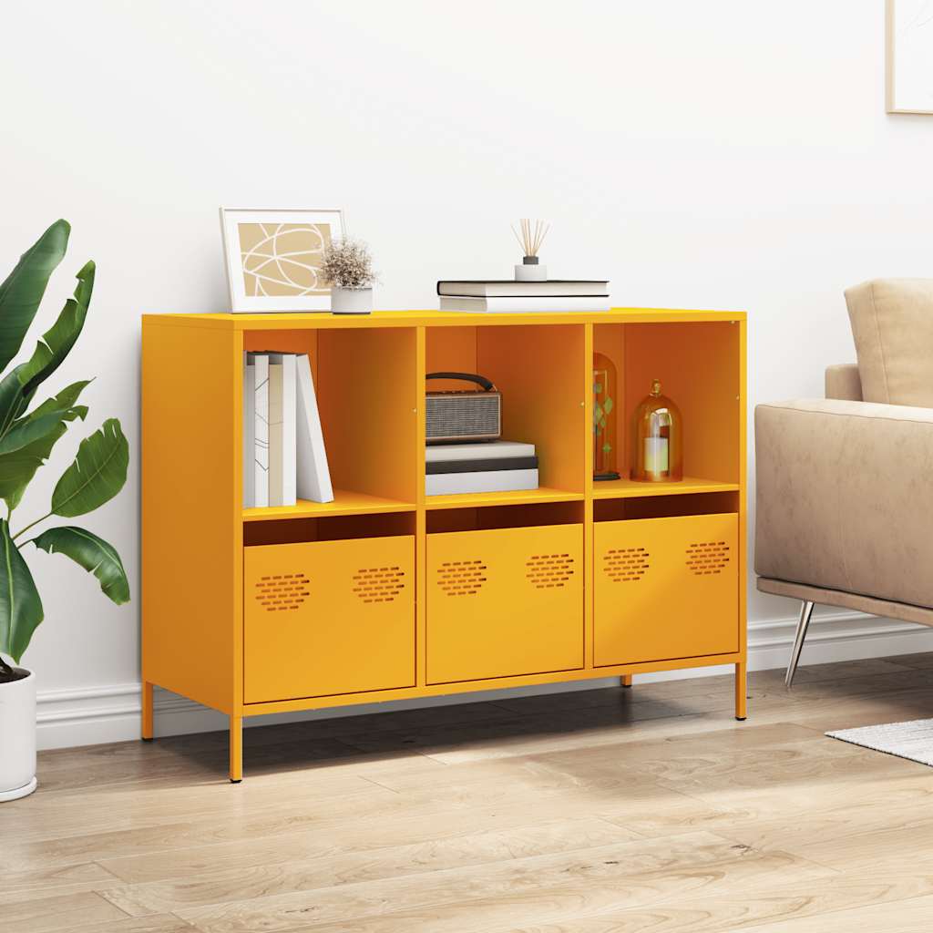 Credenza Giallo Senape 101,5x39x73,5 cm Acciaio Laminato Freddo - homemem39