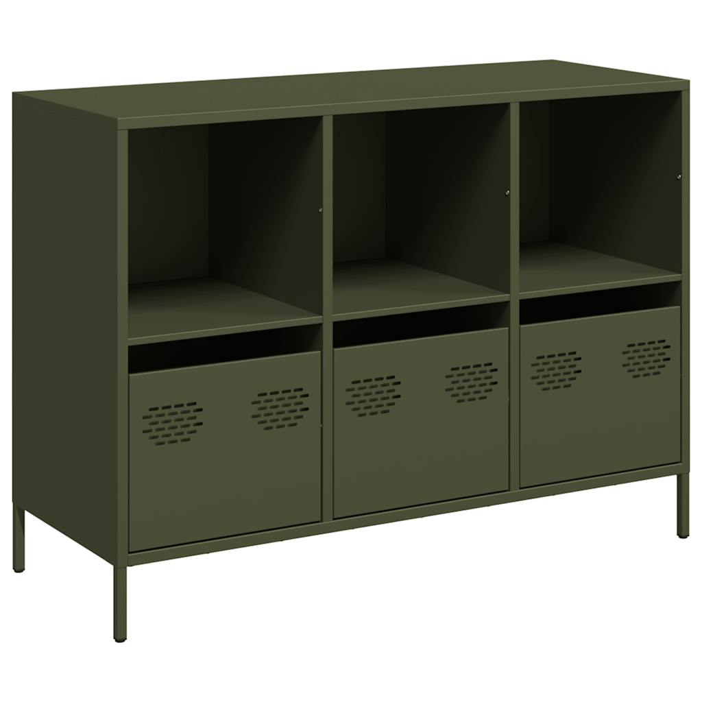 Credenza Verde Oliva 101,5x39x73,5 cm Acciaio Laminato a Freddo - homemem39