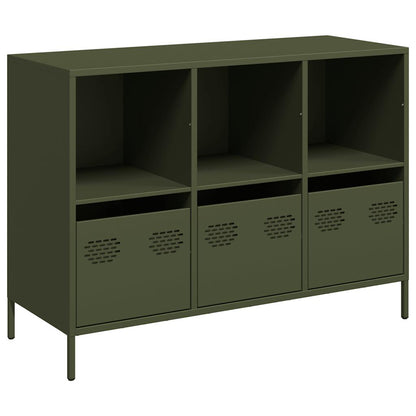 Credenza Verde Oliva 101,5x39x73,5 cm Acciaio Laminato a Freddo - homemem39