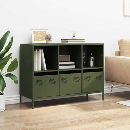 Credenza Verde Oliva 101,5x39x73,5 cm Acciaio Laminato a Freddo - homemem39
