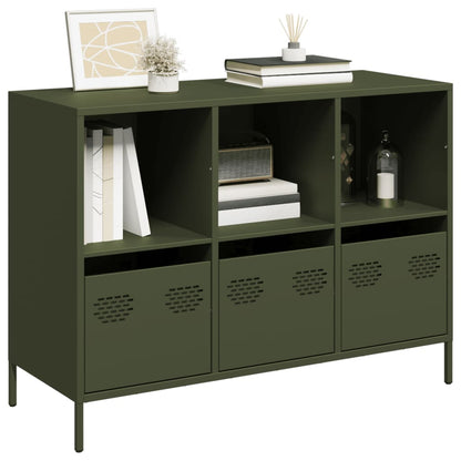 Credenza Verde Oliva 101,5x39x73,5 cm Acciaio Laminato a Freddo - homemem39