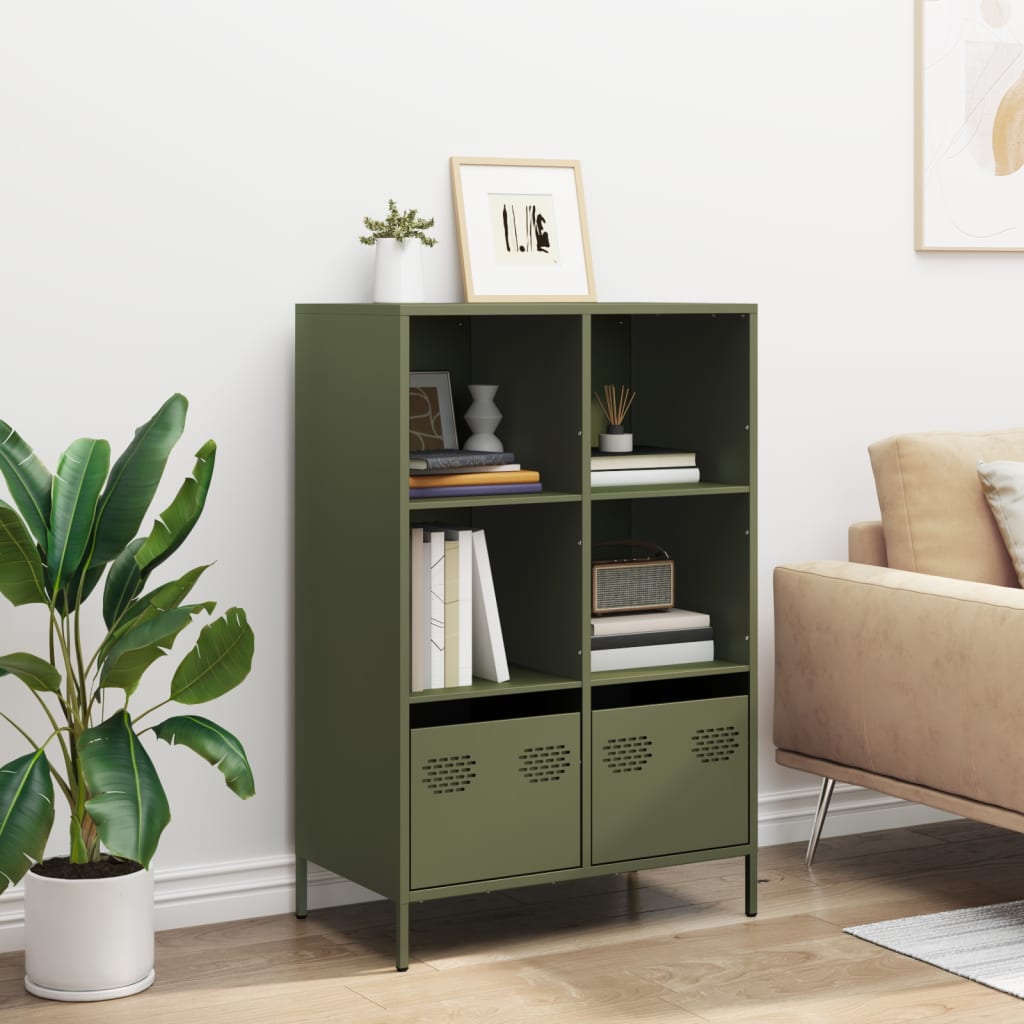 Credenza Verde Oliva 68x39x103,5 cm in Acciaio - homemem39
