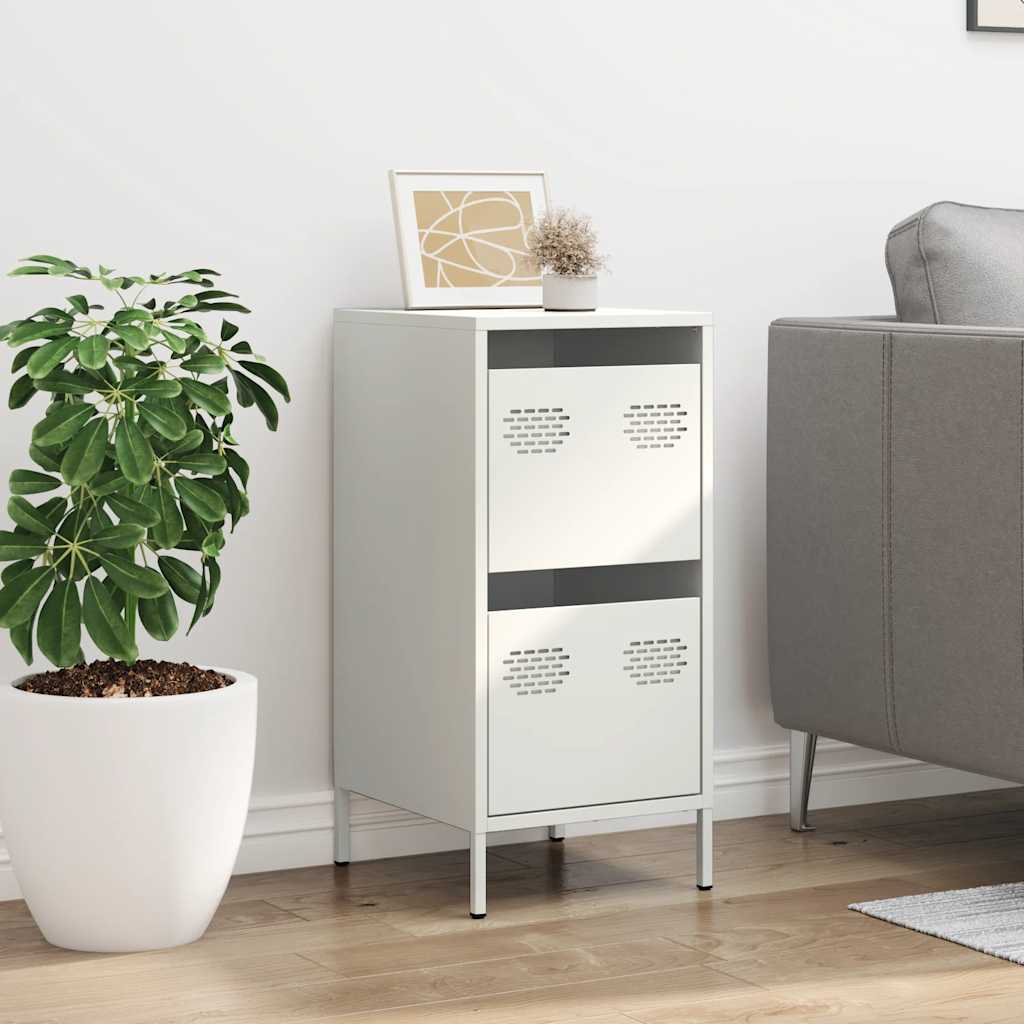 Credenza Bianca 35x39x73,5 cm in Acciaio Laminato a Freddo - homemem39