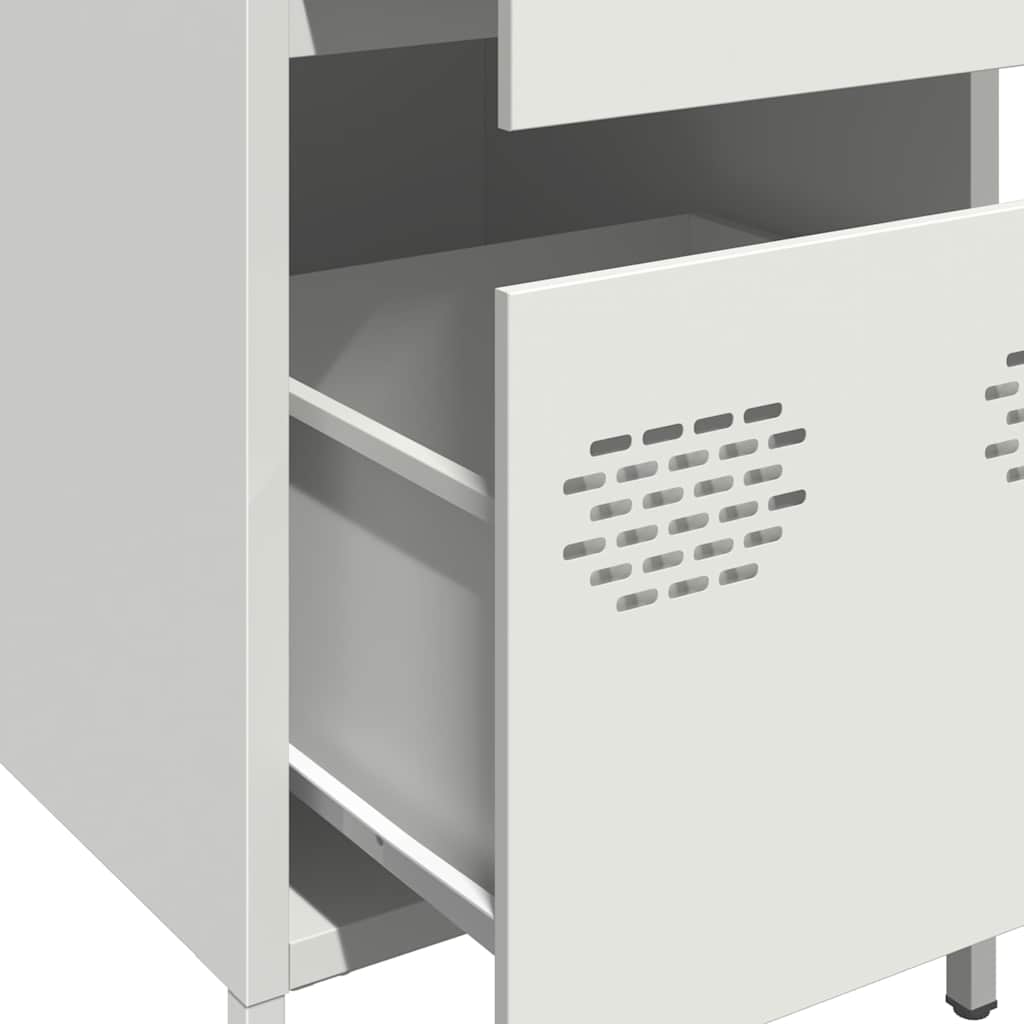 Credenza Bianca 35x39x73,5 cm in Acciaio Laminato a Freddo - homemem39