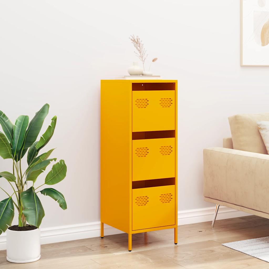Credenza Giallo Senape 39x35x103,5 cm in Acciaio - homemem39