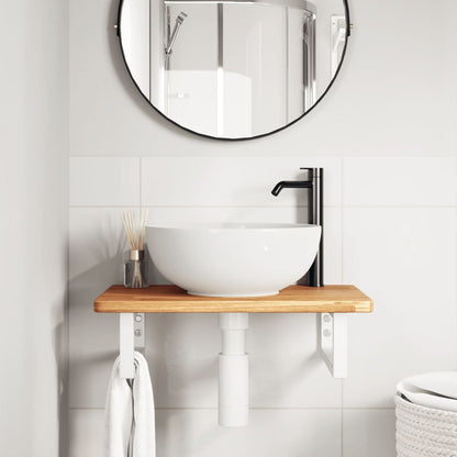 Ripiano a Parete per Lavabo in Acciaio e Massello di Rovere | homemem39