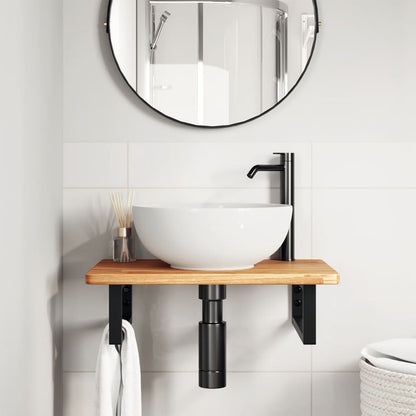 Ripiano a Parete per Lavabo in Acciaio e Massello di Rovere | homemem39