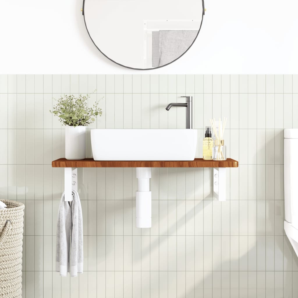 Ripiano a Parete per Lavabo in Acciaio e Massello di Rovere | homemem39
