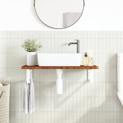 Ripiano a Parete per Lavabo in Acciaio e Massello di Rovere | homemem39